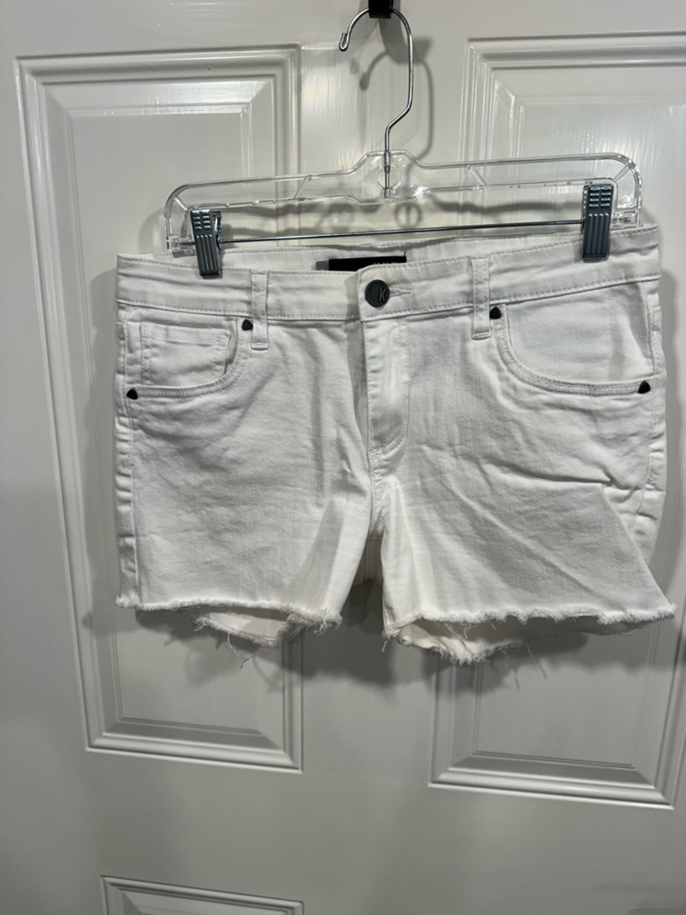 Kut from the Kloth White Frayed Hem Denim Shorts